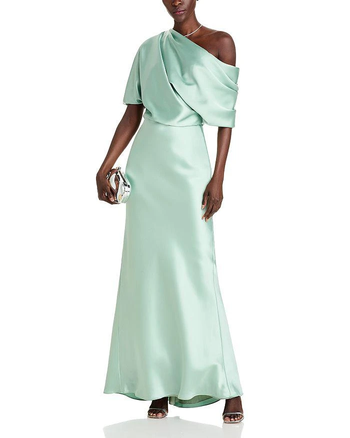 Amsale Draped Satin One Shoulder Dress 3