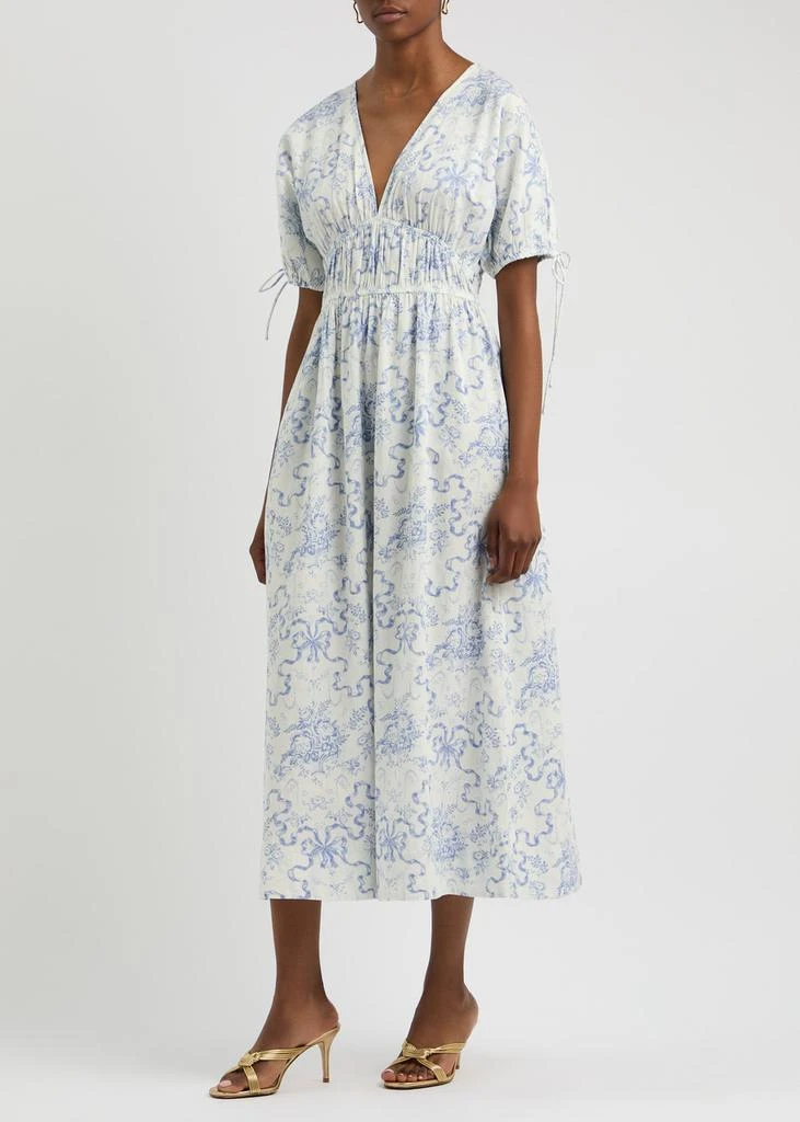 LOVESHACKFANCY Mastey printed cotton midi dress  2
