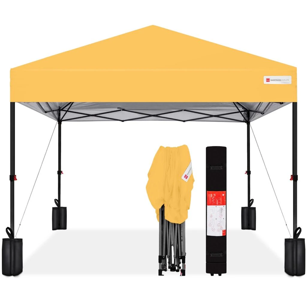 Best Choice Products 12x12ft Easy Setup Pop Up Canopy w/ 1-Button Setup, Wheeled Case, 4 Weight Bags 10