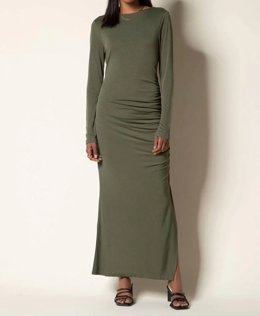 Tart Marine Long Sleeve Maxi Dress In Beetle 1
