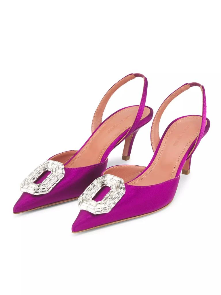 Amina Muaddi Camelia Sling 60MM Satin Pumps 2