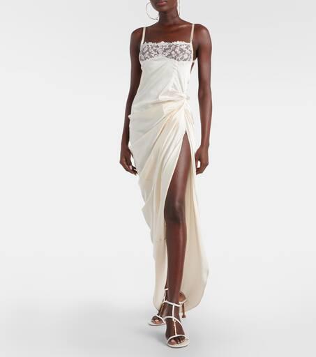 Jacquemus La Saudade Brodée satin slip dress