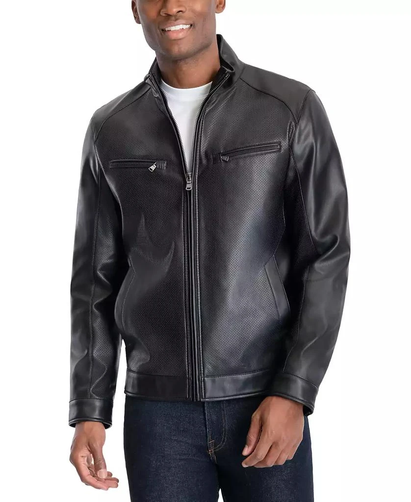 Michael Kors Men's Perforated Faux Leather Moto Jacket, Created for Macy's 5