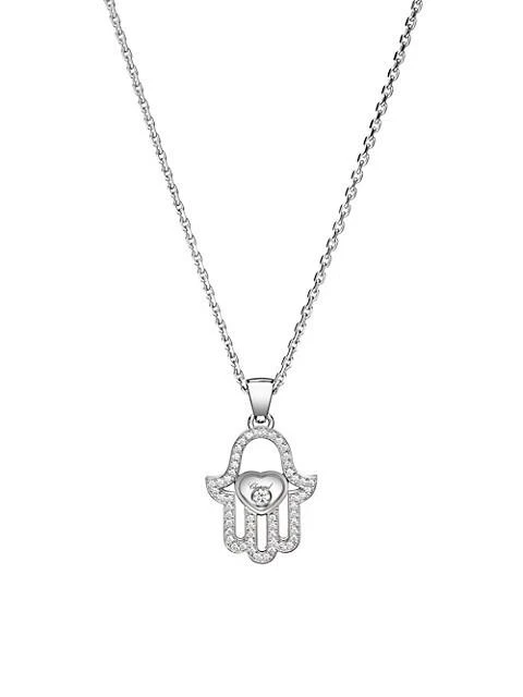 Chopard Happy Diamonds Pave Hamsa Hand Diamond & 18K White Gold Pendant Necklace 1