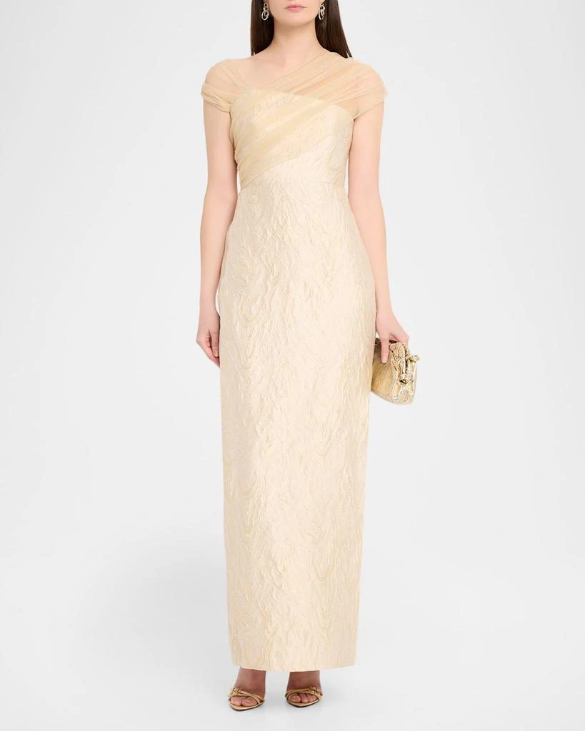 Theia Zara One-Shoulder Metallic Jacquard Column Gown - Dresses & Skirts -  Free Shipping - BeyondStyle