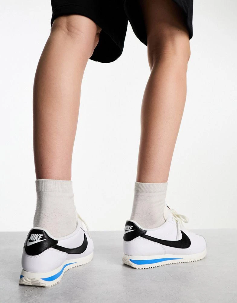 NIKE Nike Cortez leather unisex trainers in white and black 3