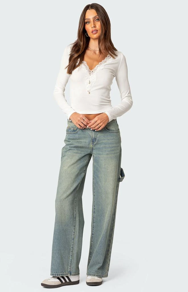 Edikted Madeline Lace Trim Ribbed Top 2