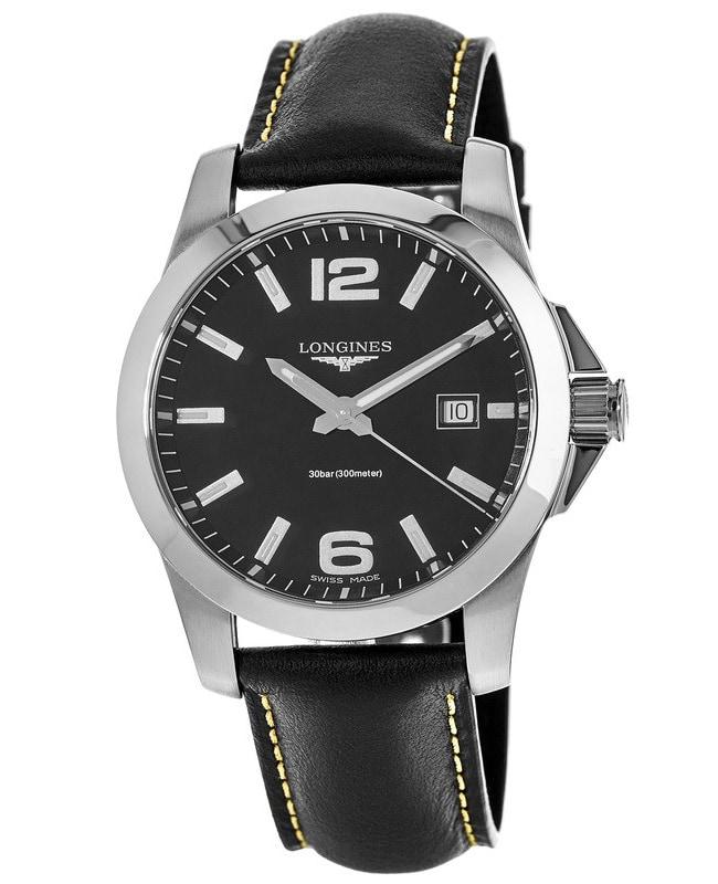 Longines Longines Conquest Quartz Black Dial Black Leather Men's Watch L3.759.4.58.3