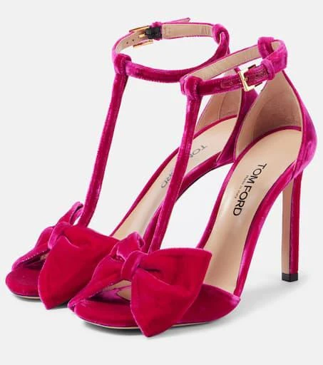 Tom Ford Brigitte bow-detail velvet sandals 4