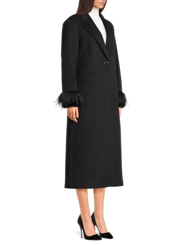 Milly Wool-Blend Faux-Feather-Trim Coat 3