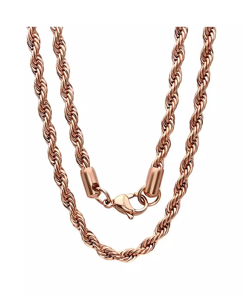 STEELTIME Men
s 18k Rose gold Plated Stainless Steel Rope Chain 24" Necklace