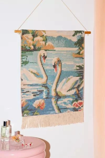 Urban Outfitters Swans Woven Wall Hanging 1