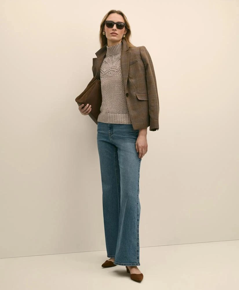 Brooks Brothers Wool Pointelle Open Knit Mock Neck Sweater 2