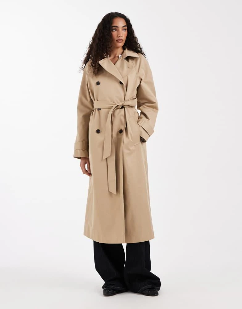 ASOS ASOS Design Tall longline water repellent trench coat in stone