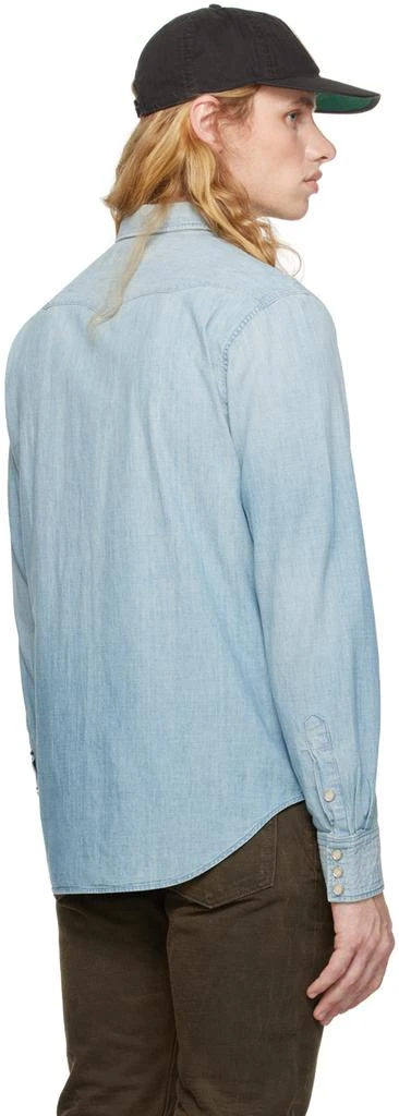 RRL Blue Slim Fit Chambray Western Shirt 3