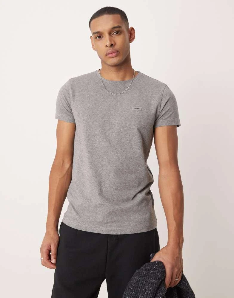 Calvin Klein Calvin Klein Slim stretch t-shirt in mid grey heather 1