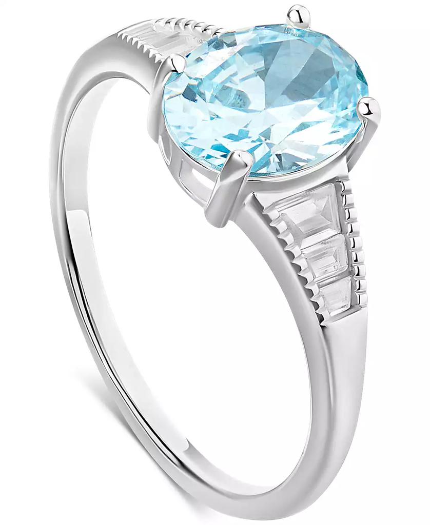 Giani Bernini Cubic Zirconia Aqua Oval & White Baguette Ring in Sterling Silver, Created for Macy's