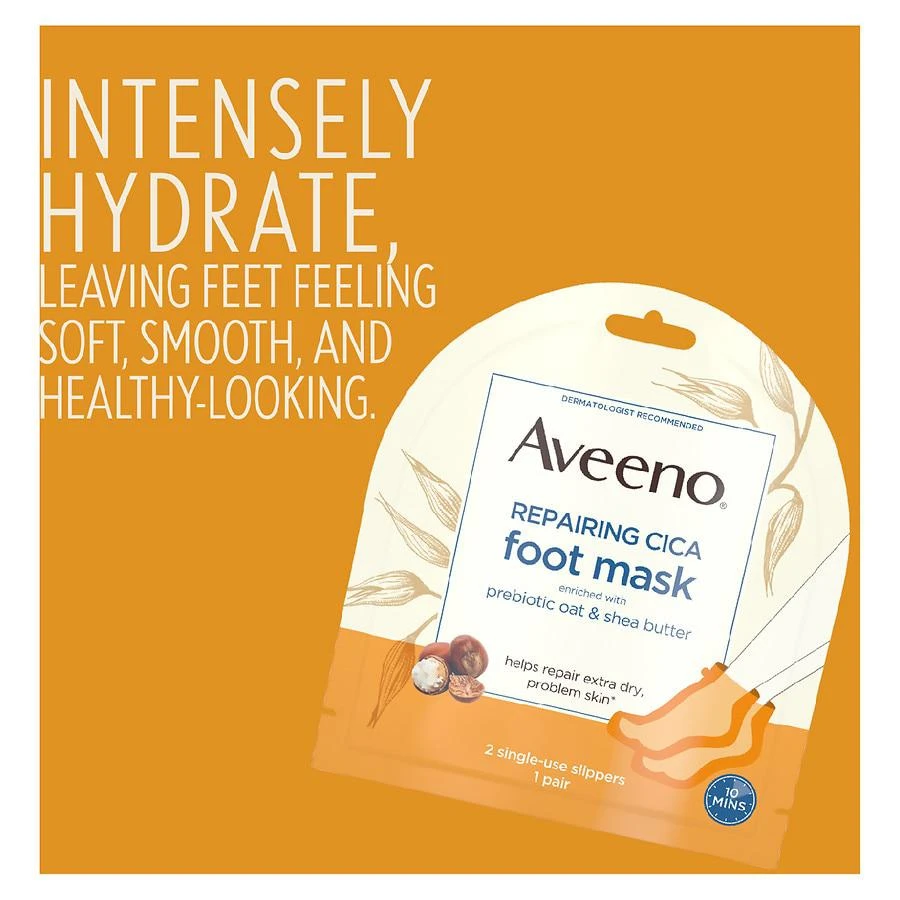 Aveeno Skin Relief Repairing Foot Mask For Dry Skin Fragrance Free 7