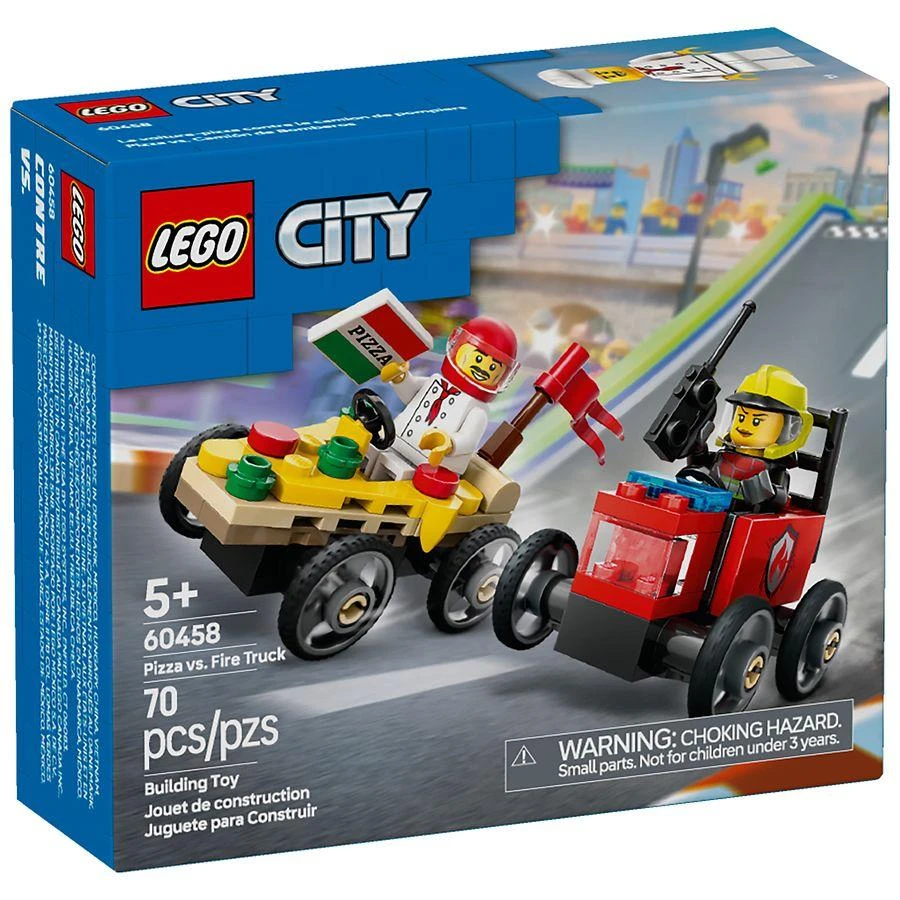 Lego City Pizza Vs. Fire Truck Race Car Pack 70 Piece LEGO Building Set 6