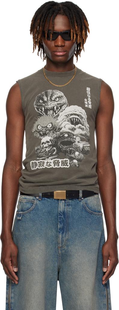 LU'U DAN Gray Sleeveless T-shirt