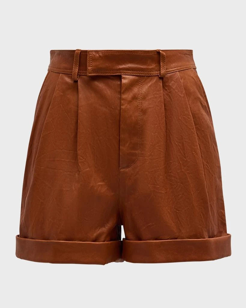 FRAME Pleated Leather Shorts 2
