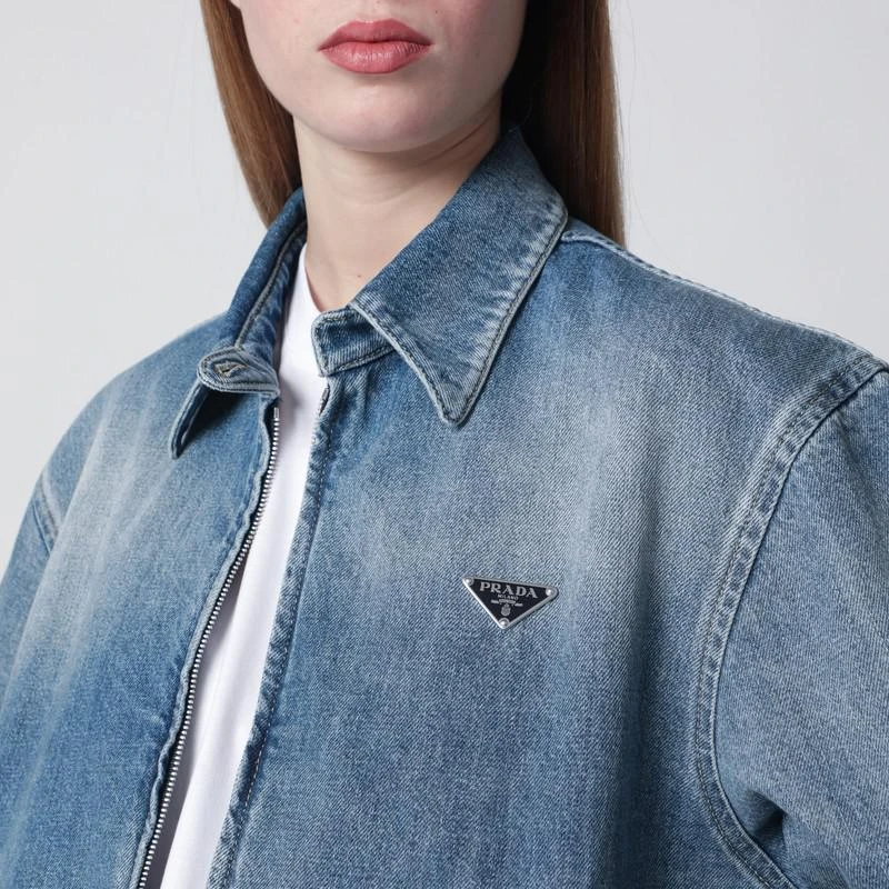 Prada Blue washed denim zip-up jacket 4