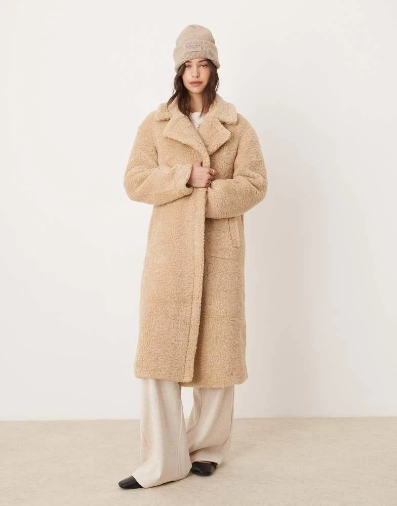 Glamorous Glamorous beige faux fur long coat 3