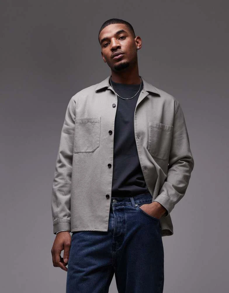 ARKET ARKET shirt with retro collar in grey 1