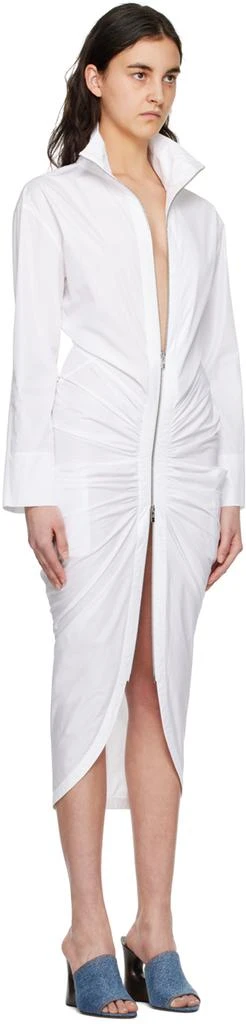 Alaïa White Gathered Midi Dress 2