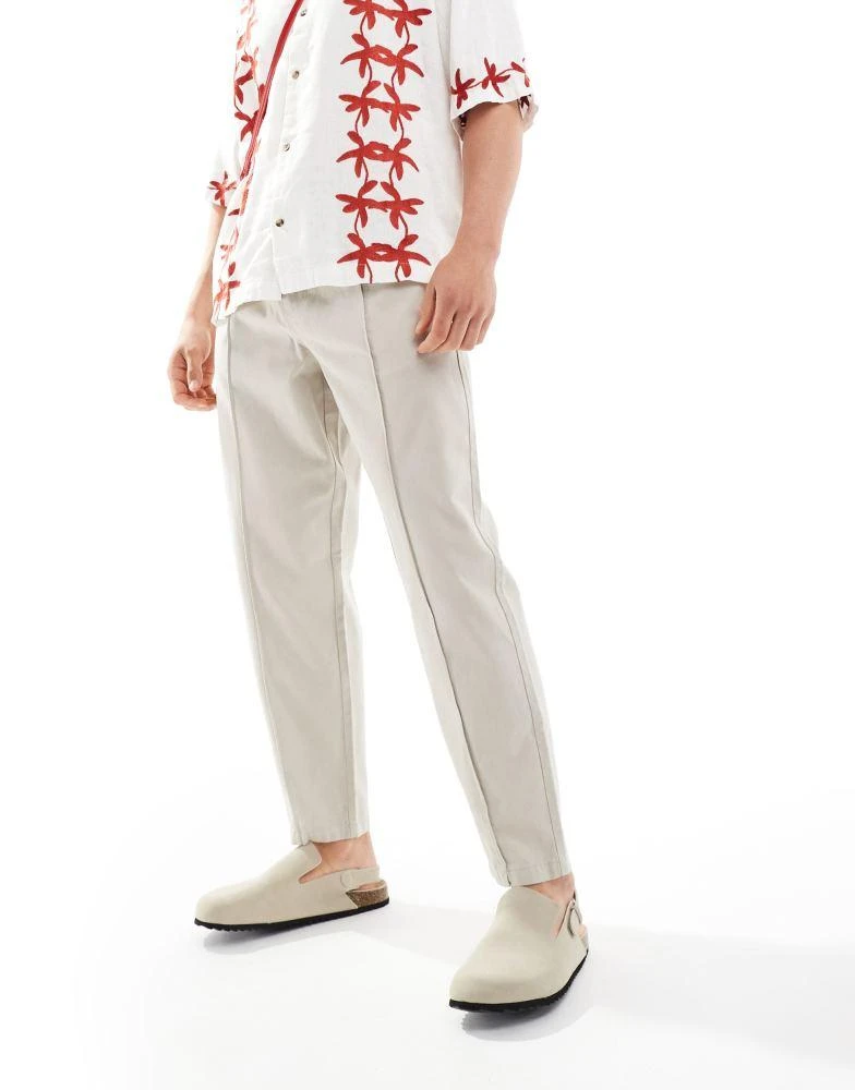 New Look New Look pintuck jogger trousers in stone 5