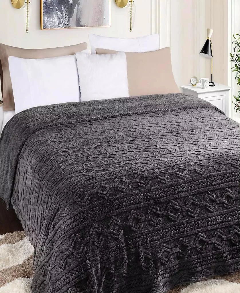 Superior Boho Knit Jacquard Fleece Plush Fluffy Blanket 5