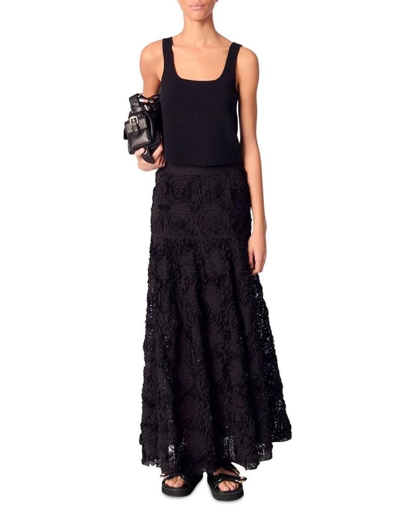 Maje Long Embroidered Skirt 2