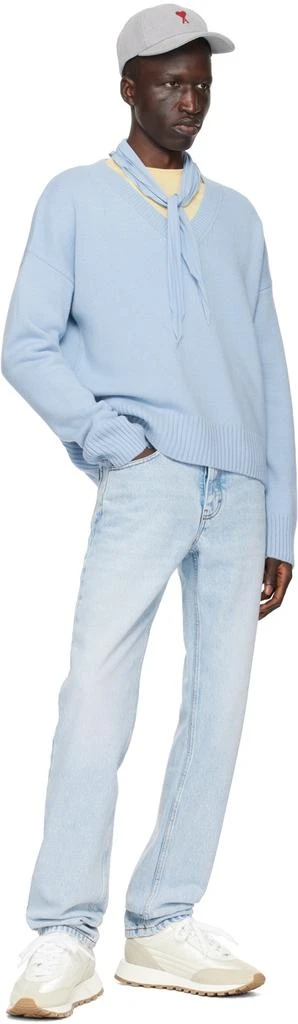 AMI Paris Blue Cropped Sweater 4