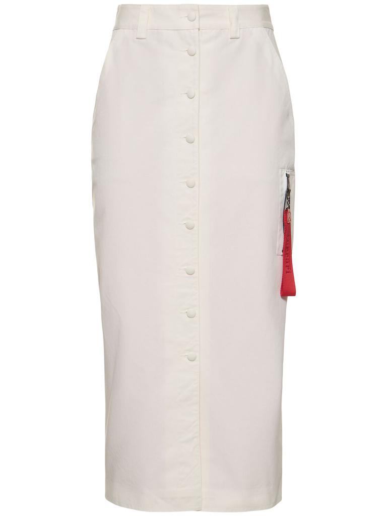 FERRARI Buttoned Cotton Midi Skirt