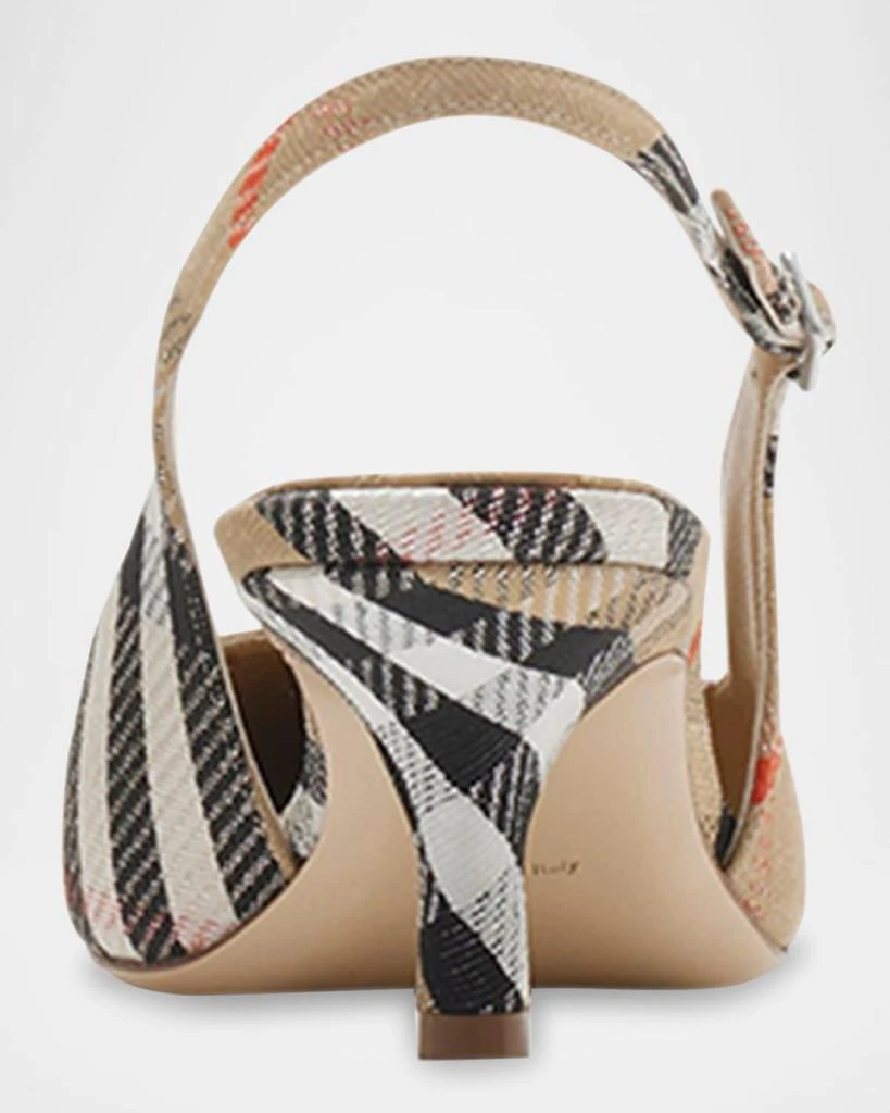 Burberry Birdie Metallic Check Slingback Kitten-Heel Pumps 3