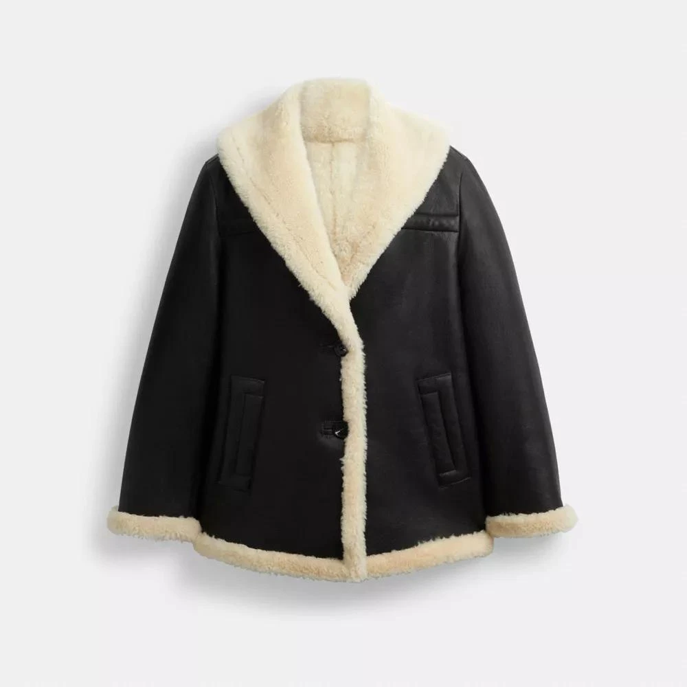 Coach Shawl Collar Shearling Coat 1