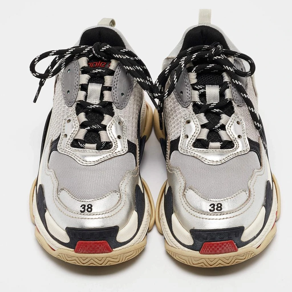 Balenciaga Balenciaga Silver Faux Leather and Mesh Triple S Sneakers Size 38 3