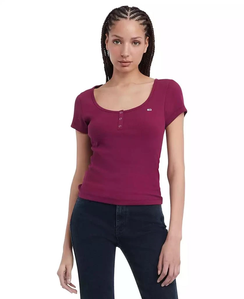 Tommy Jeans Women's Slim Henley Short-Sleeve Top 1