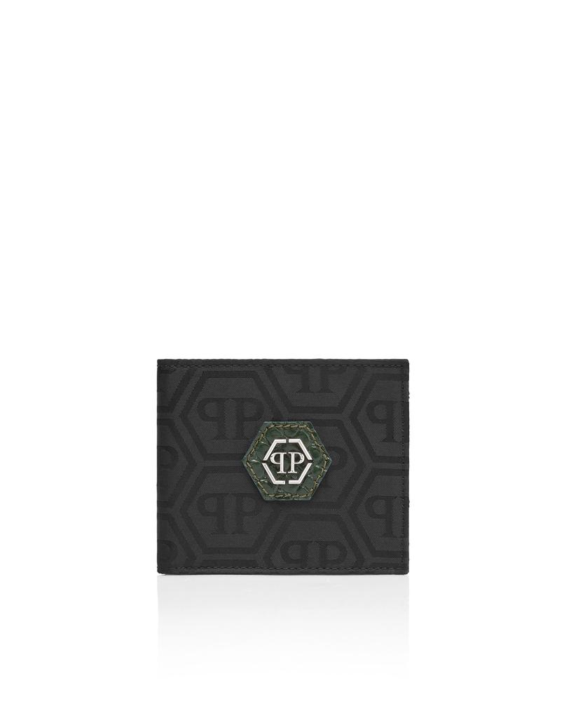 Philipp Plein Nylon and Leather French Wallet Monogram