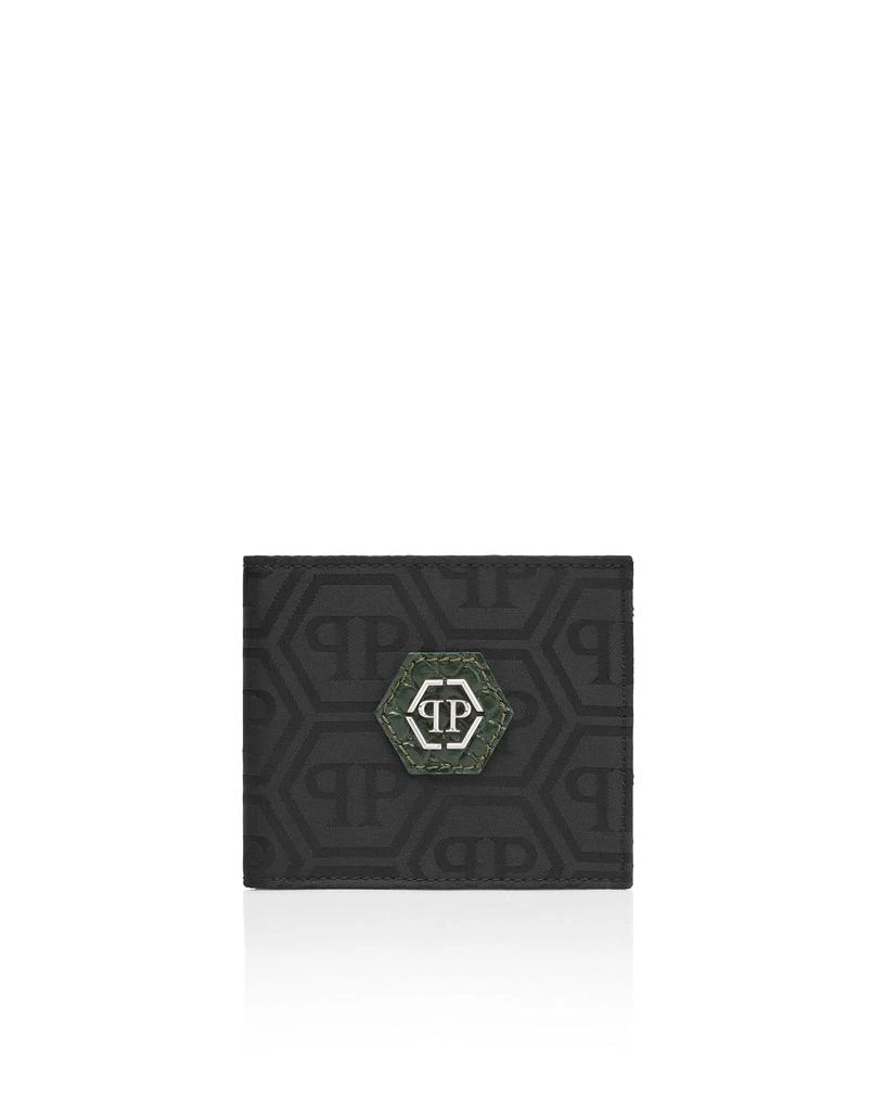 Philipp Plein Nylon and Leather French Wallet Monogram 1