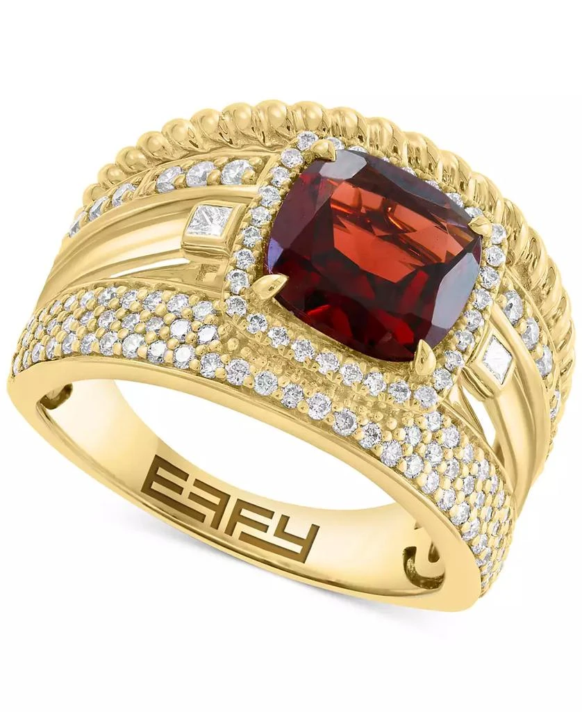Effy EFFY® Garnet (2-1/5 ct. t.w.) 
Diamond (5/8 ct. t.w.), Multirow Statement Ring in 14k Gold-Plated Sterling Silver