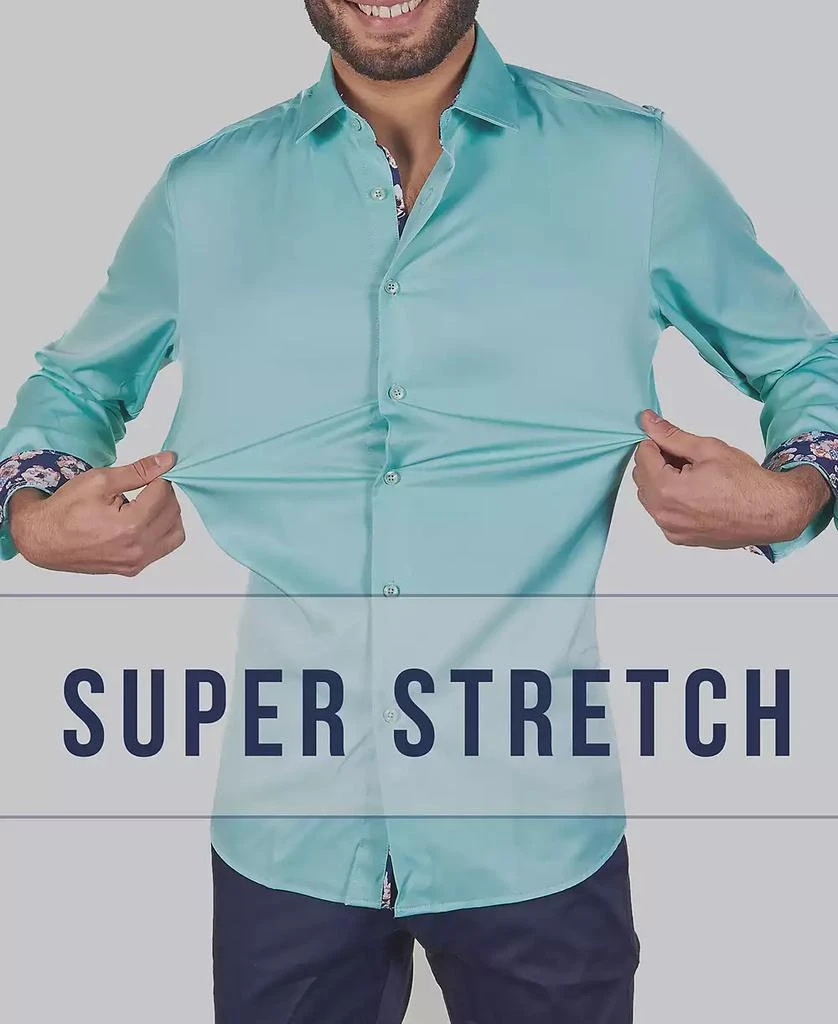 Suslo Couture Men's Solid Slim Fit Wrinkle Free Stretch Dress Shirt 2