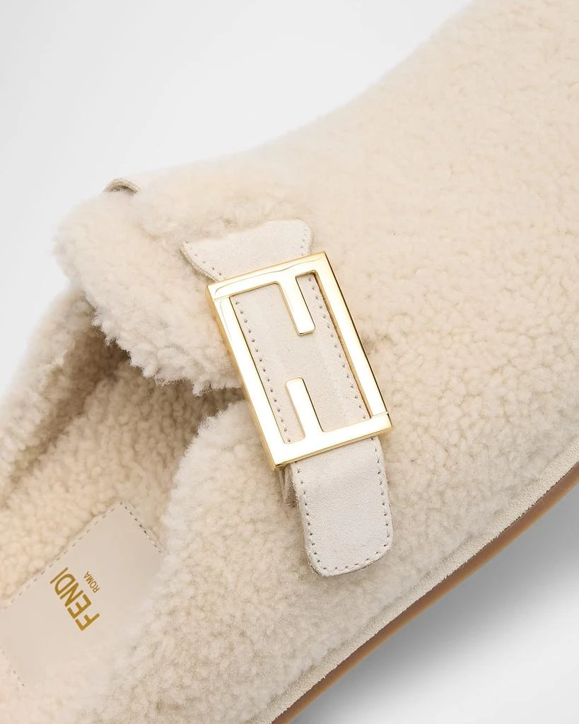 Fendi Shearling Buckle Sabot Mules 5