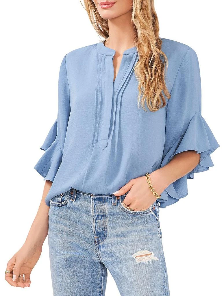 Vince Camuto Womens Ruffle Sleeve Split Neck Blouse 8