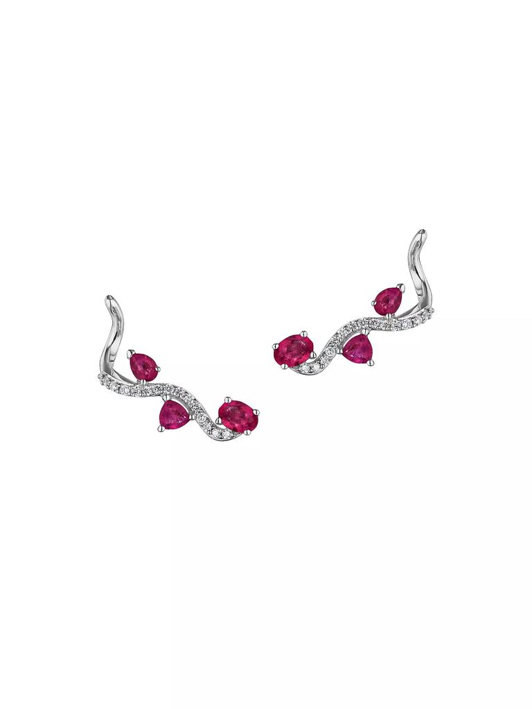 HUEB Mirage 18K White Gold, Rubies & 0.27 TCW Diamond Earrings