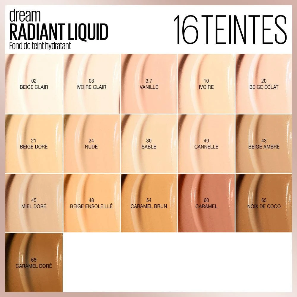 预计3周后发货 Maybelline Dream Radiant Liquid Fond De Teint Eclat 03 Ivoire Clair 3