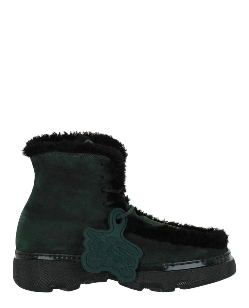 New-BURBERRY
Black Shearling Creeper Boots Leather Creeper Low Chelsea Boots in Black/sand - Women  main image 4