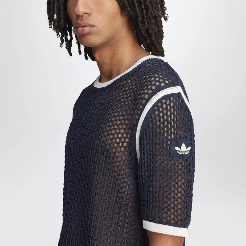 Adidas Navy blue perforated T-shirt in cotton blend 6