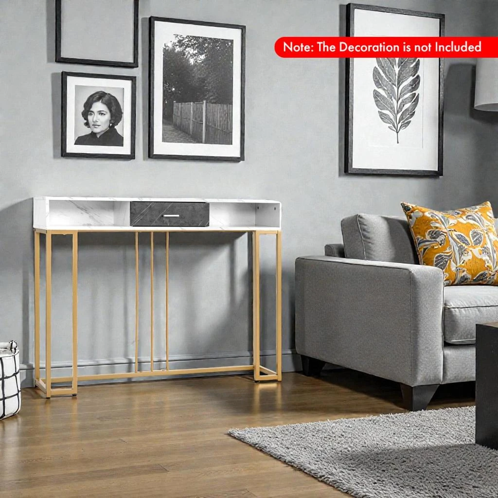 Hivvago Space-Saving 48" Entry Table with Drawer and Double Shelving 2