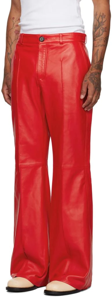 LU'U DAN Red Bells Bell Bottom Leather Pants 4
